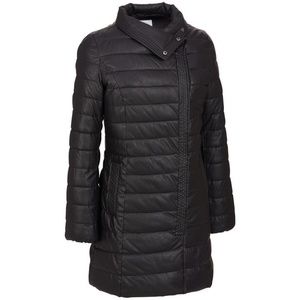 Cole Haan Asymmetrical Black Puffer Jacket Coat S